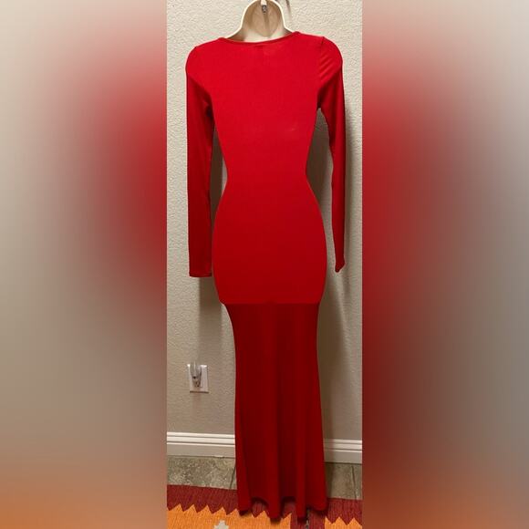 Inlyric Red Long Sleeve Ribbed Dress Loungewear Sz XS - Picture 8 of 8